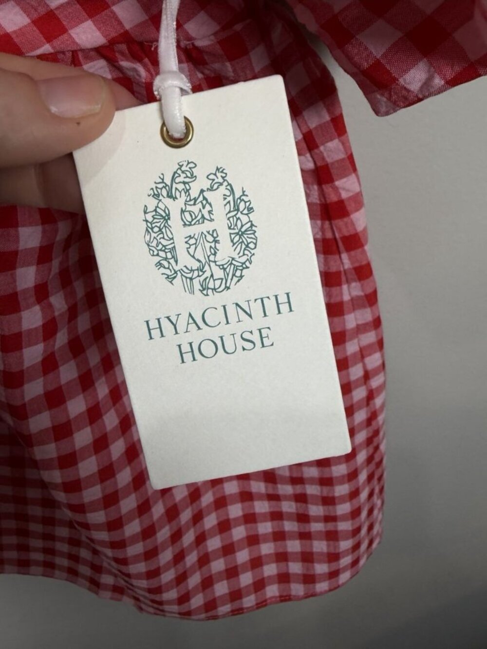 Hyacinth House Hadly Blouse Size XS Gingham Red White Puff Sleeve Seersucker NWT - Picture 5 of 8